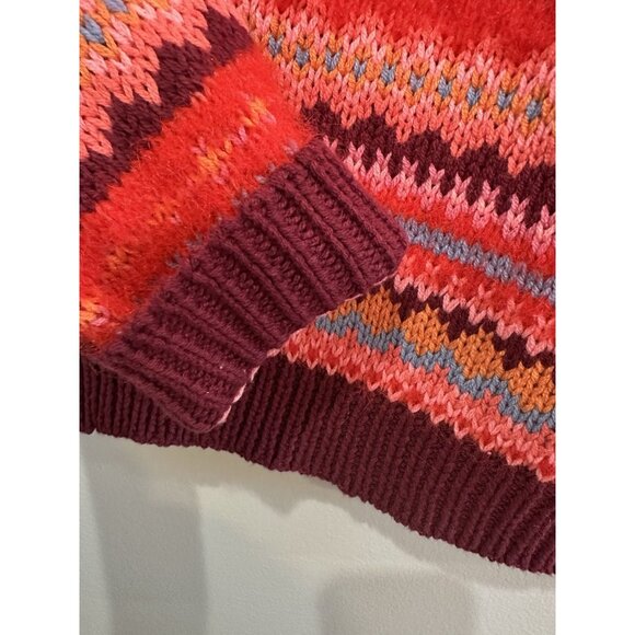 American Eagle Fair Isle knit sweater Size Small Pink Red Soft Cozy NWT - Picture 4 of 8